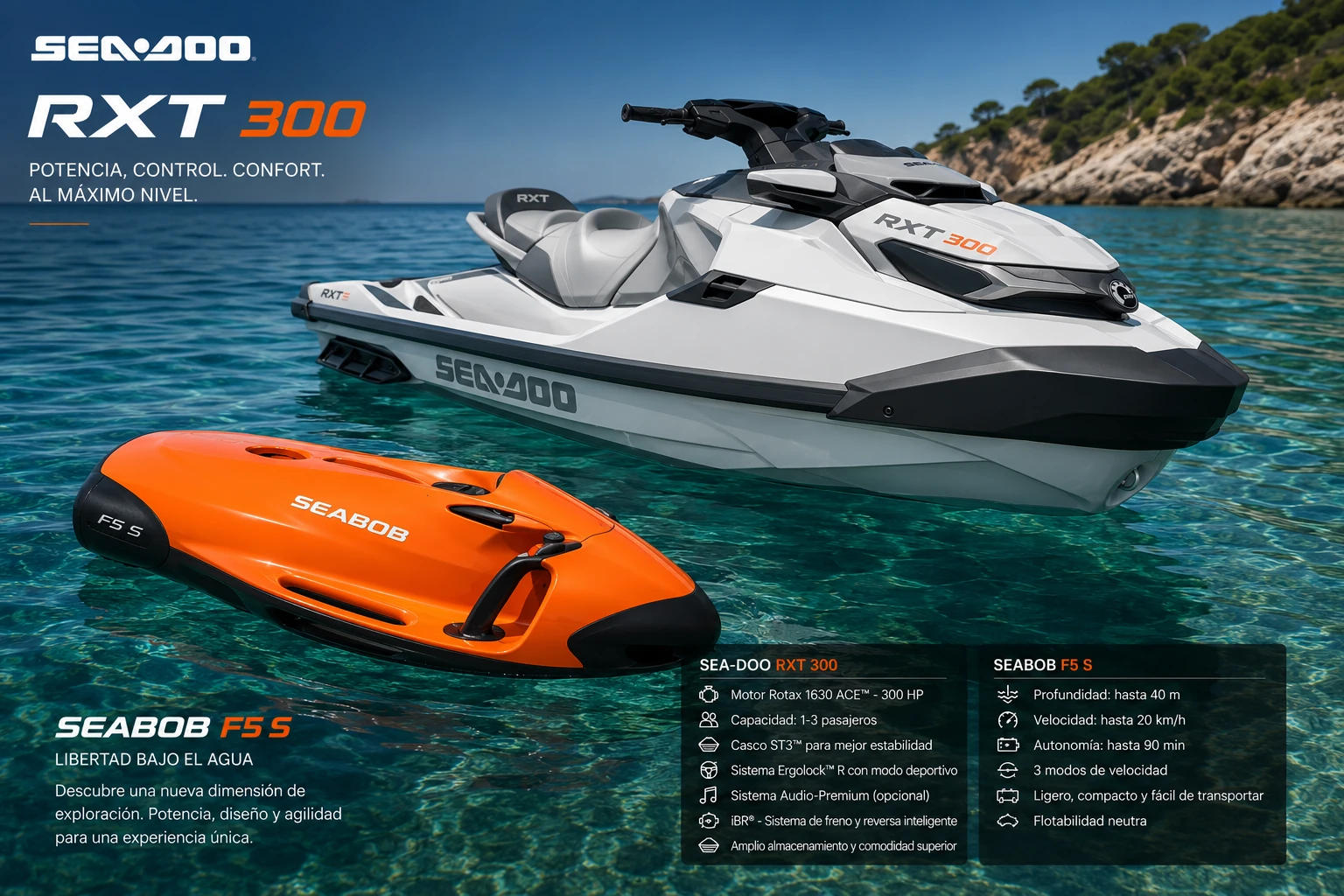 Moto de agua junto a la plataforma de baño del SL 96